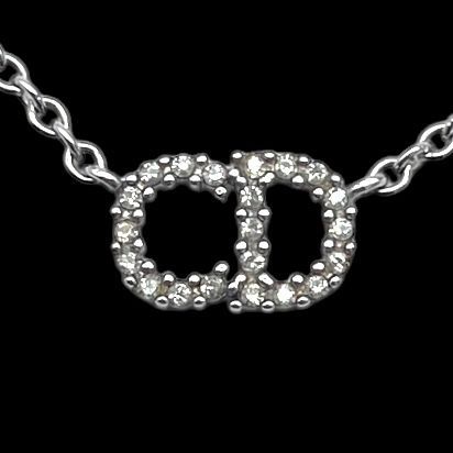 Christian Dior クリスチャンディオール Clair D Lune クレールディーリュヌ ネックレス CDロゴ ラインストーン シルバー アクセサリー
