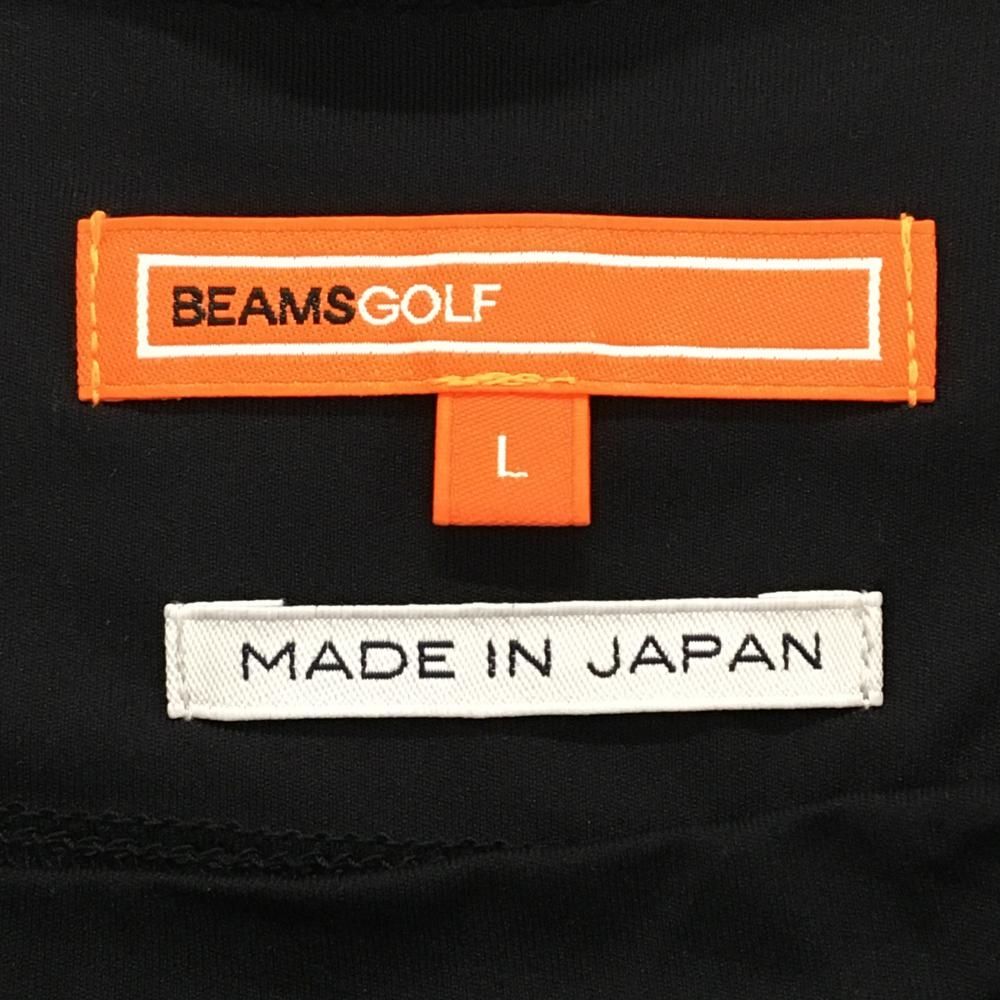 超美品】ビームスゴルフ 半袖ハイネックシャツ 黒 ロゴ白 ストレッチ
