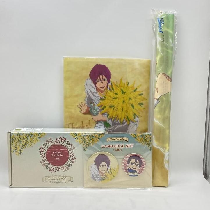 【中古】未開封）松岡凛 Thanks! Birthday セット「缶バッジ・タペストリー・クリアファイル・ボトルセット」Free! [24]