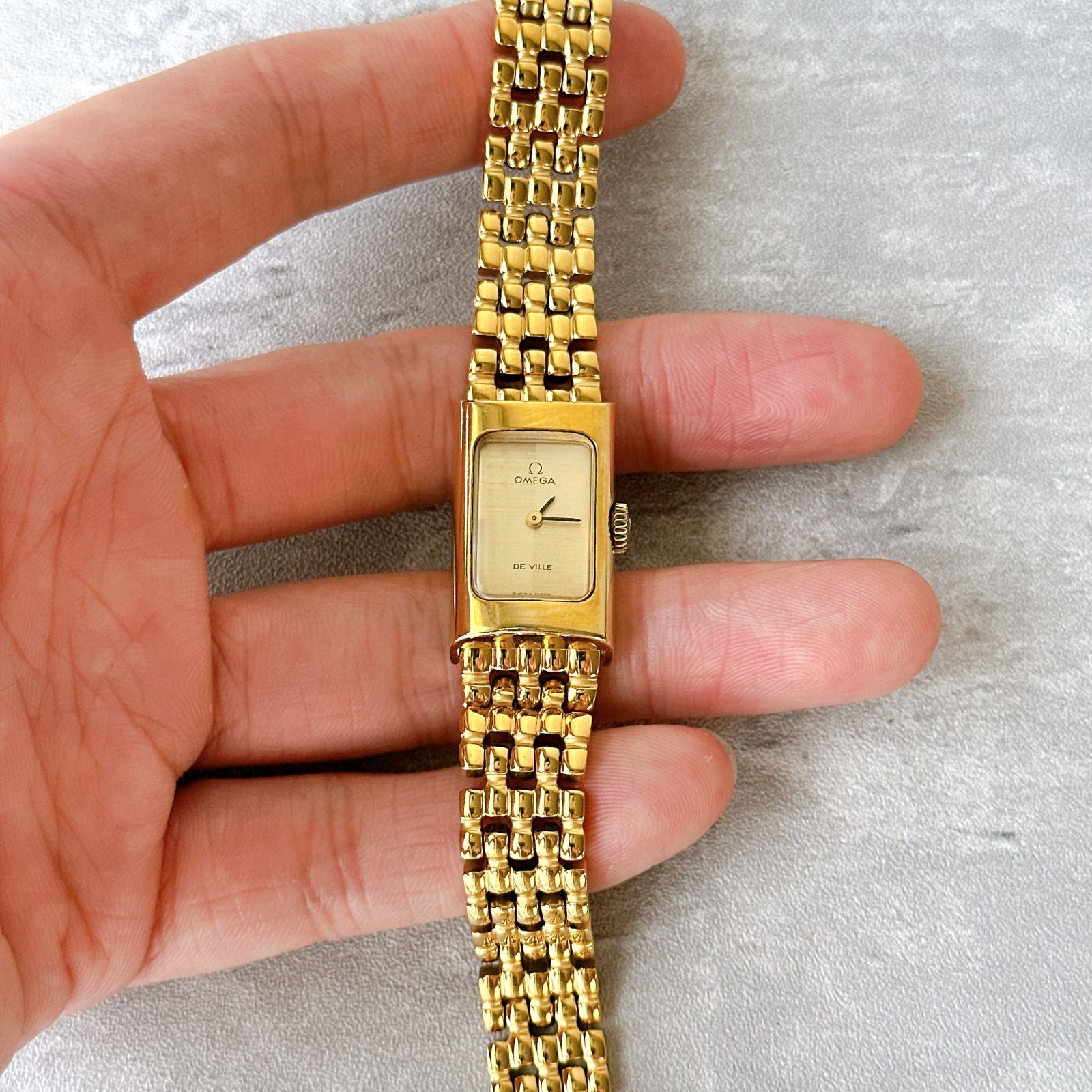 OMEGA De Ville オメガ デビル レディース 手巻き ゴールド スクエア