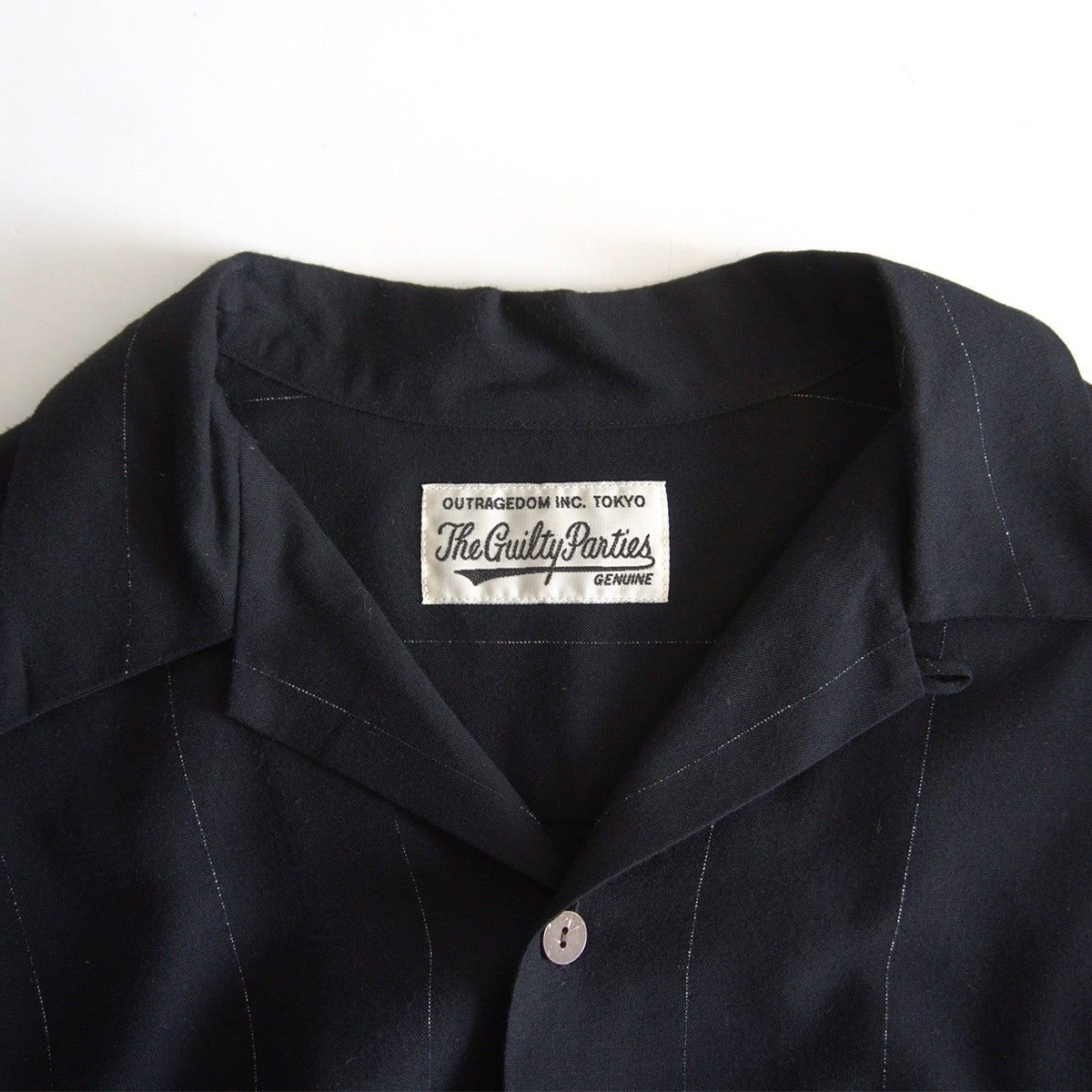 美品】WACKO MARIA【OPEN COLLAR SHIRT L/S ストライプ オープンカラー