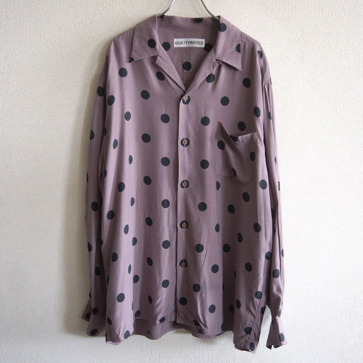 美品】WACKO MARIA【OPEN COLLAR SHIRT L/S ドット オープンカラー