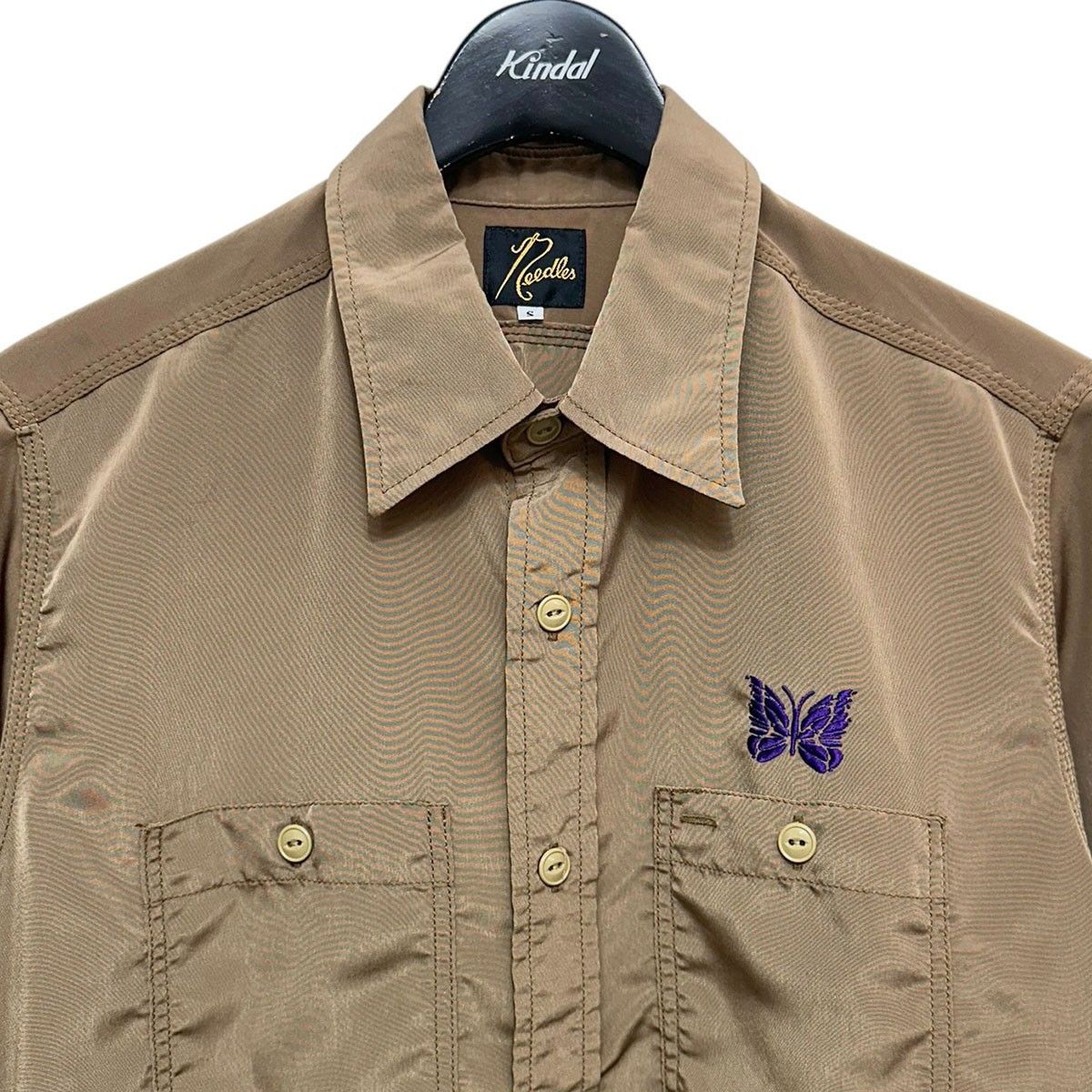 Needles S／S Work Shirt - Poly Cloth パピヨン刺繍半袖ワークシャツ
