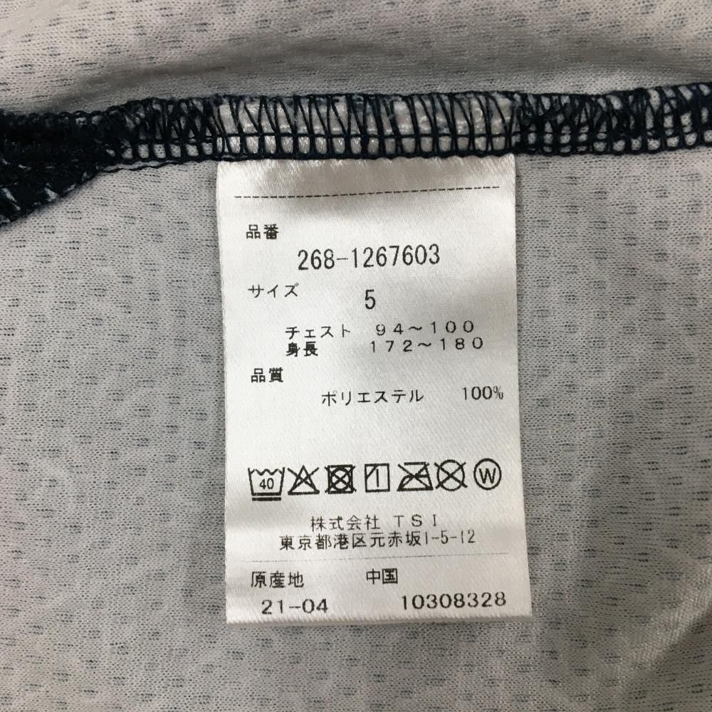 美品】PGGパーリーゲイツ 半袖ハイネックシャツ ネイビー×白 総柄 袖