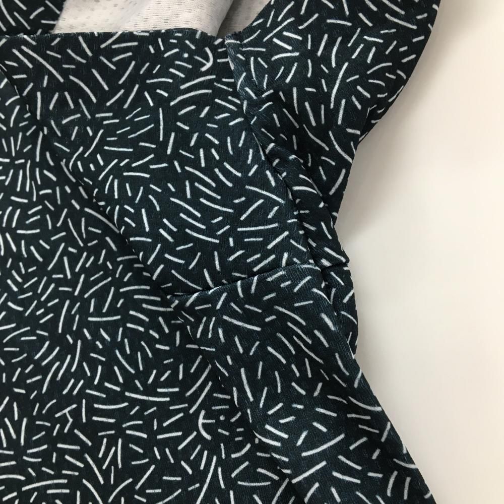 美品】PGGパーリーゲイツ 半袖ハイネックシャツ ネイビー×白 総柄 袖