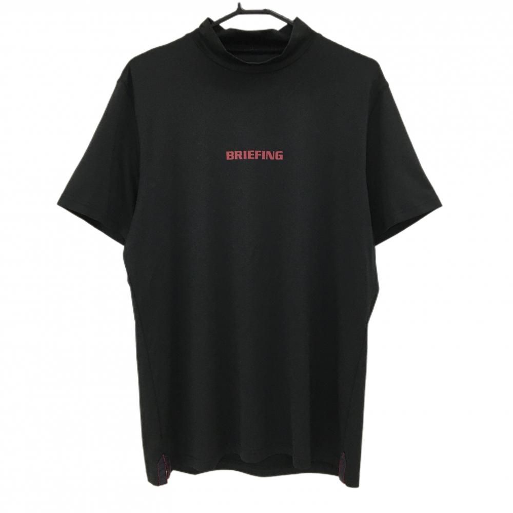 【美品】ブリーフィング 半袖ハイネックシャツ 黒×レッド 胸・バックロゴ メンズ L ゴルフウェア BRIEFING 美品】ブリーフィング 半袖ハイネックシャツ 黒×レッド 胸・バックロゴ