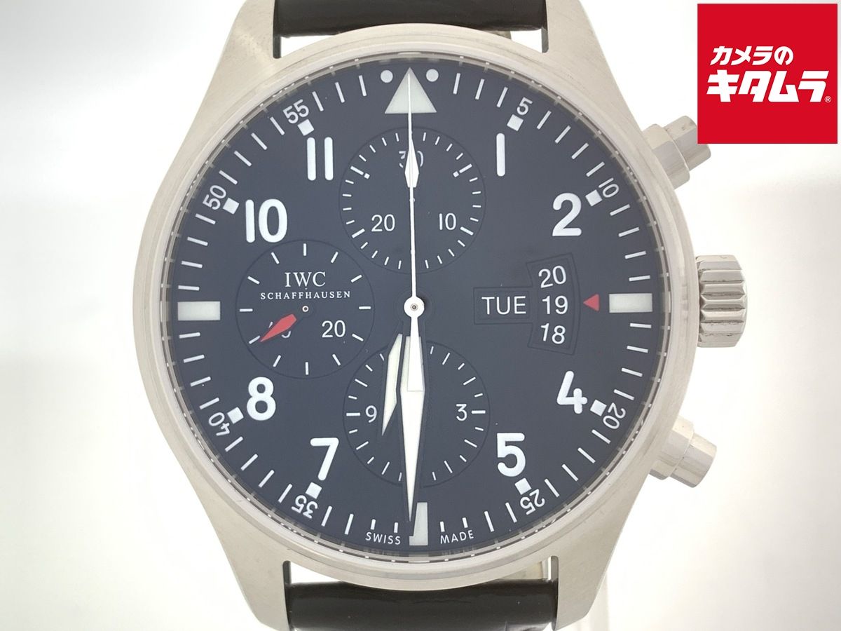 【中古】 【良品】 IWC パイロットウォッチ ブラック IW377701 ステンレススティール