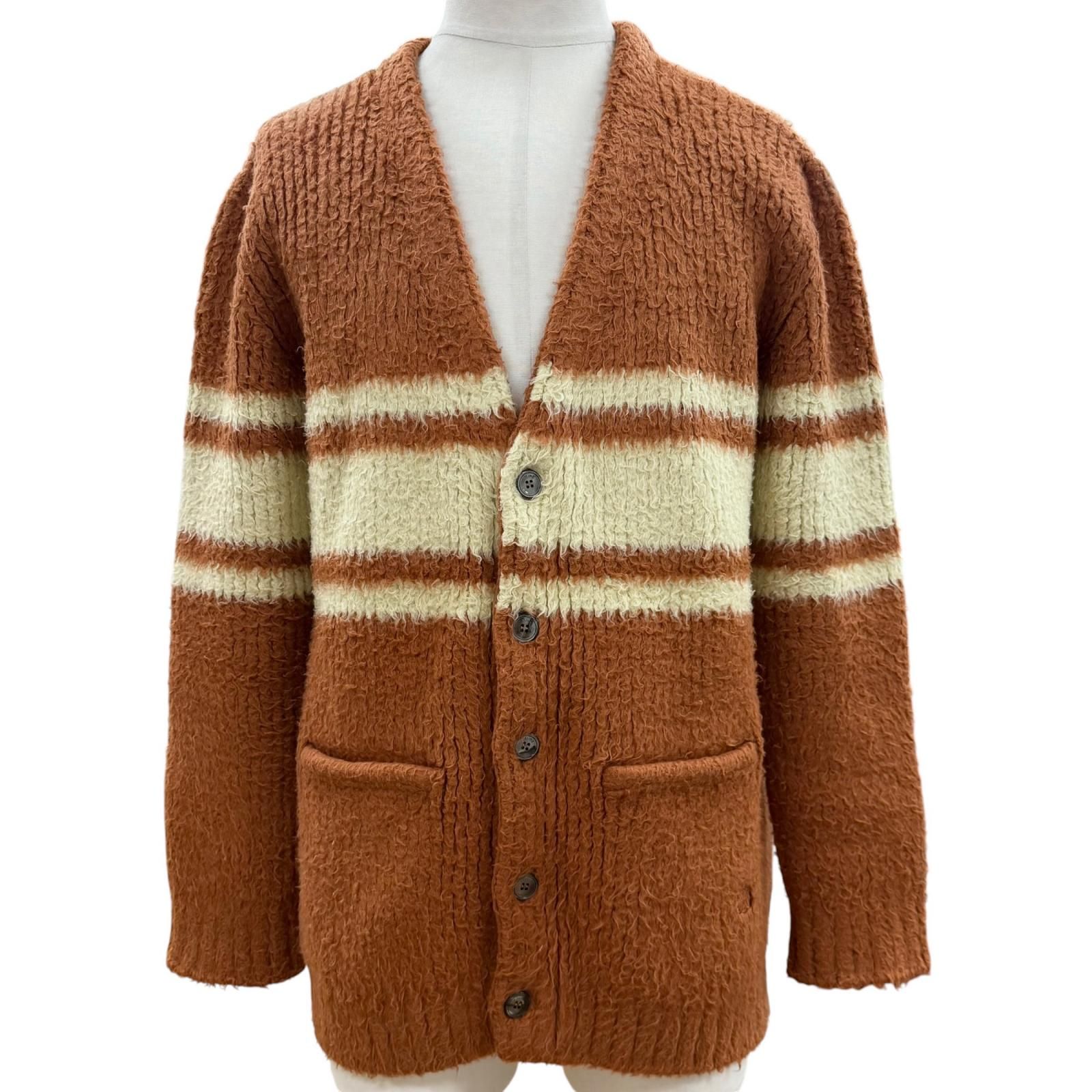 極美品▼CELINE セリーヌ 24AW 2A70O118O トリオンフ刺繍 Vネック ニット ブラッシュドコットン カーディガン オレンジ XS 正規品 メンズ