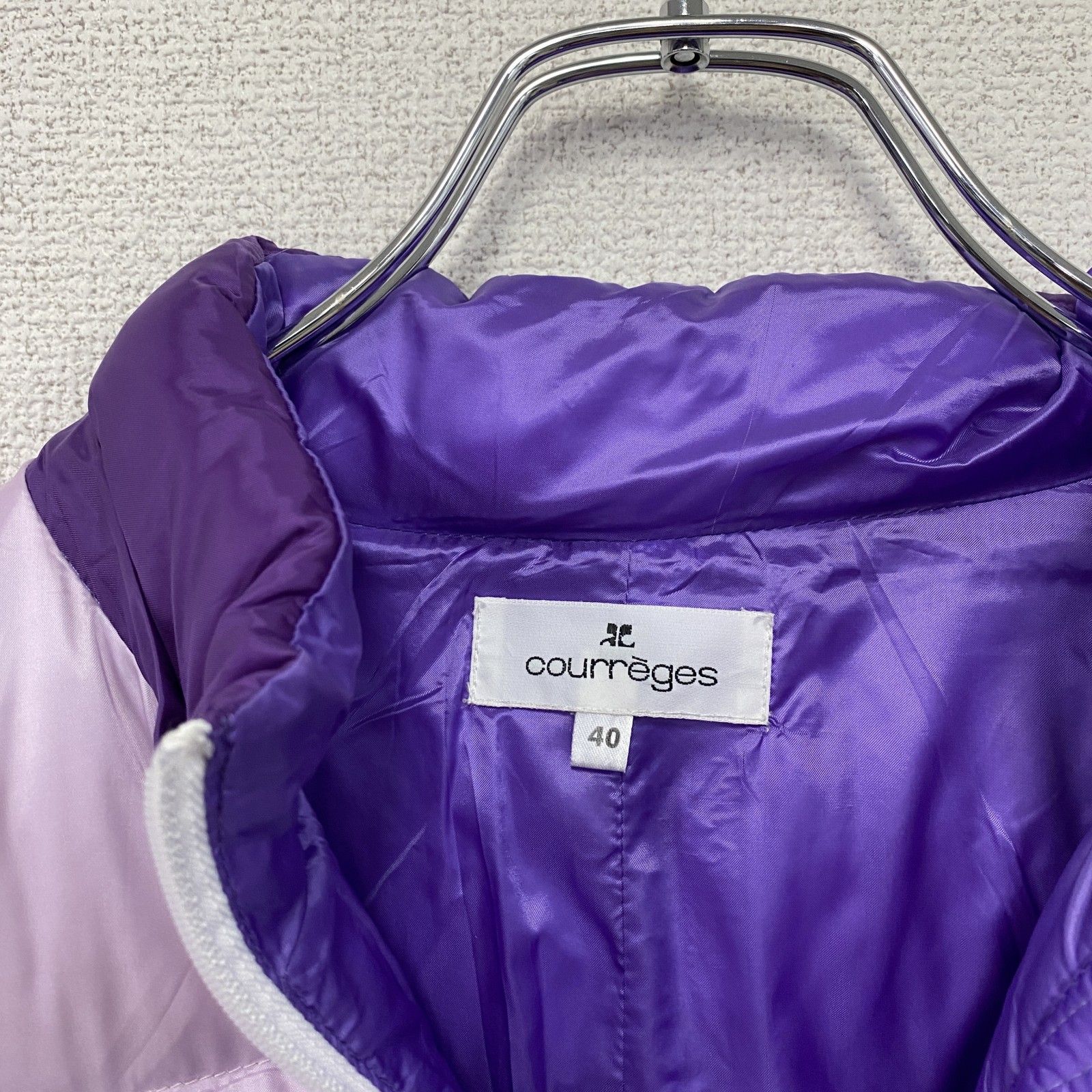 courreges クレージュ ダウンジャケット 紫 パープル 40サイズ 古着