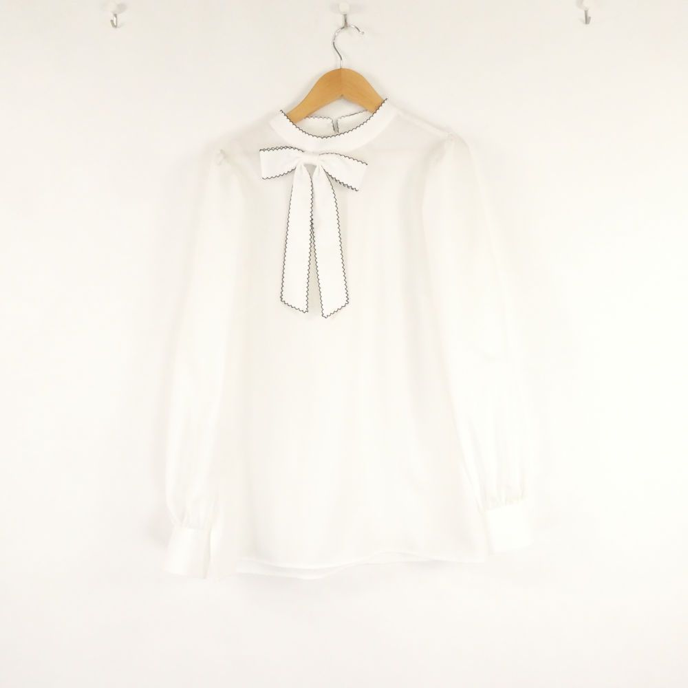 美品 Rene ルネ ブラウス 36 M ポリエステル100％ 長袖 リボン