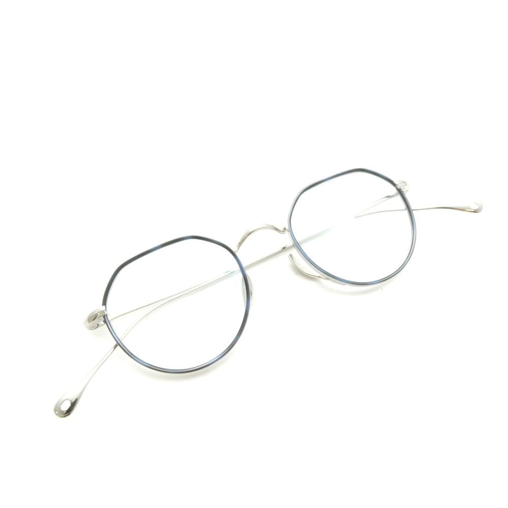 未使用 KameManNEN カメマンネン KMN7310 眼鏡 44□22-143 クラウンパントフレーム TS チタニウムシルバー ブルー 度なし AD2322 22,500円