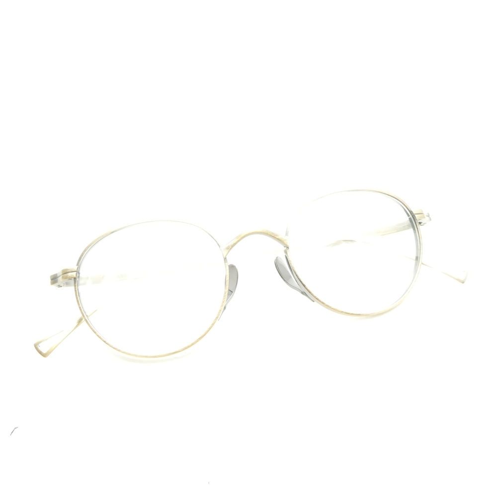 美品 KameManNEN カメマンネン KMN113 眼鏡 48□21-145 ボストンシェイプフレーム アンティークゴールド AG 度なし AD2313