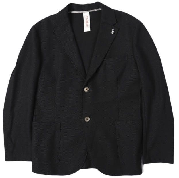 BOB ボブ イタリア製 ハニカムメッシュジャケット 07433128-1005 48 BLACK 2B テーラード アウター g27592
