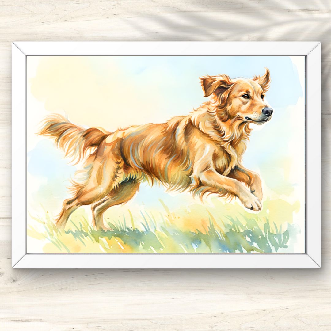 0000802 A2 草原を走る犬 水彩画 走る犬 大判ポスター 部屋装飾 - メルカリ