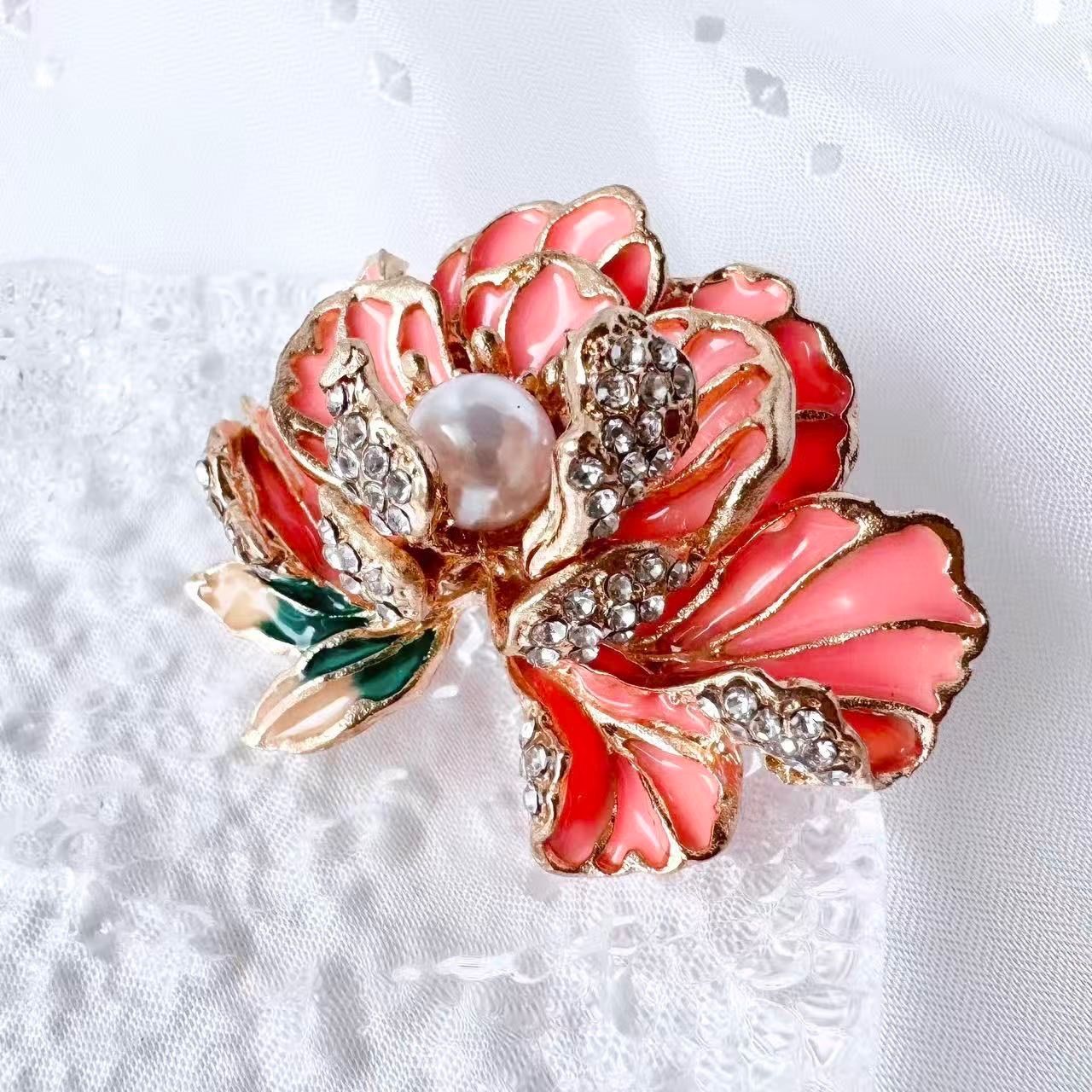 華やか フラワーブローチ パール ビジュー 花モチーフ レディース 3