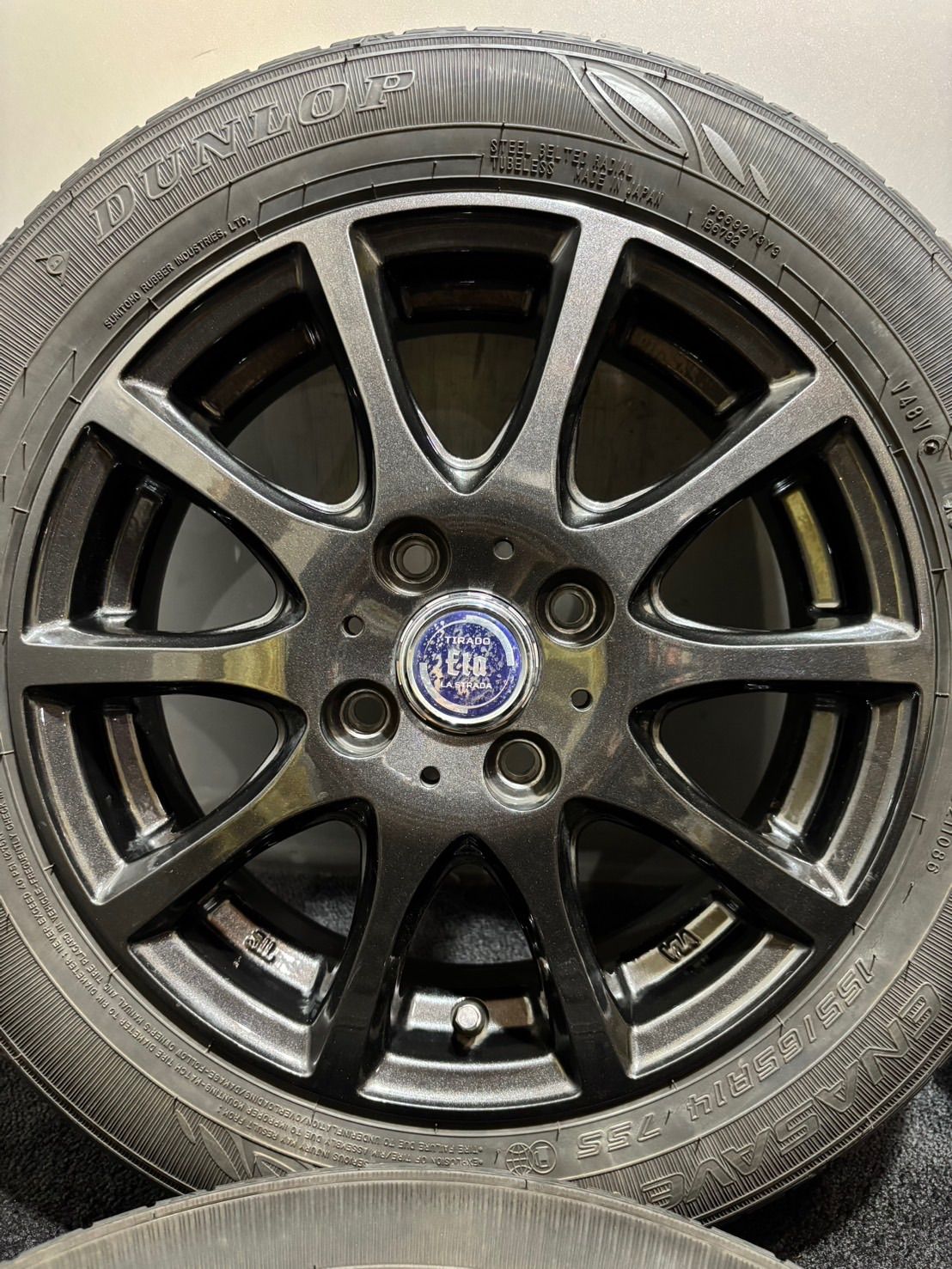 ☆155/65R14 DUNLOP/ENASAVE EC300 22年製 Eta LA STRADA 14インチ 4.5