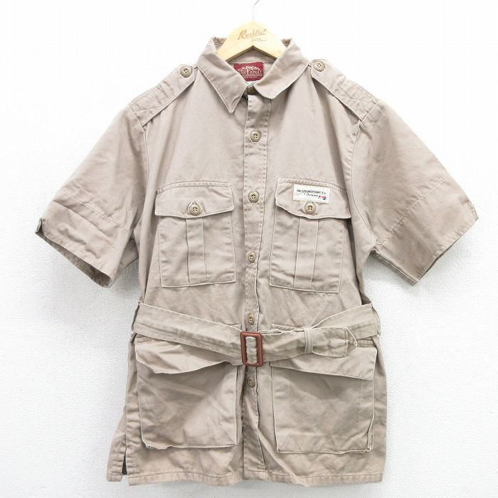 L/古着 半袖 サファリ ジャケット メンズ 90年代 90s コットン USA製 ベージュ【spe】 26jul13 6,604円