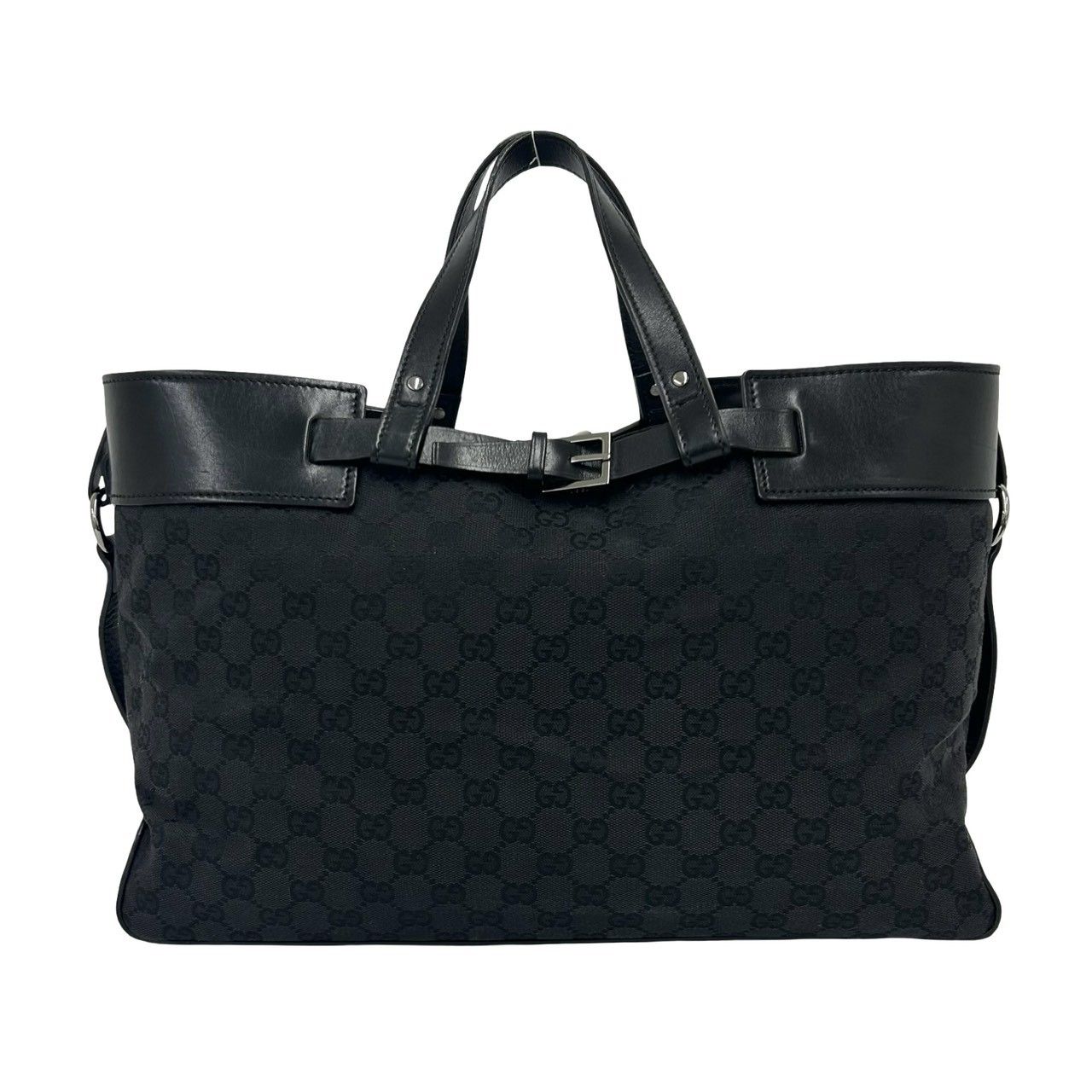 極 美品 希少品 GUCCI グッチ GG ロゴ 柄 キャンバス レザー 本革