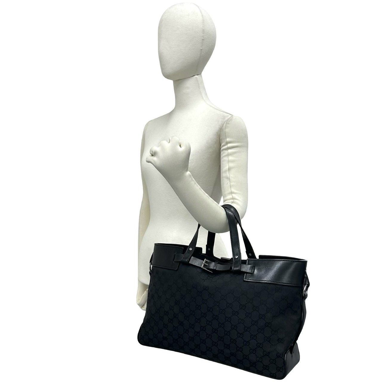 極 美品 希少品 GUCCI グッチ GG ロゴ 柄 キャンバス レザー 本革