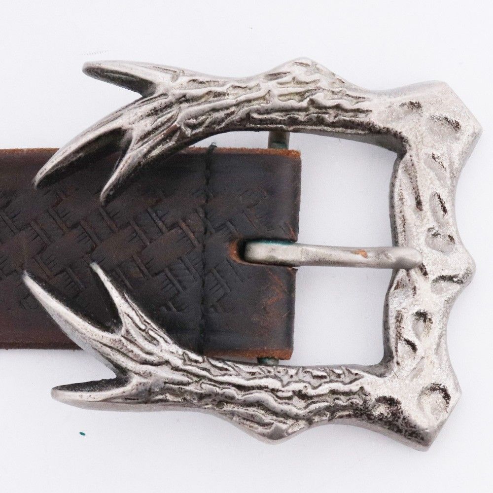 【美品】roar ロアー クロスガン 二丁拳銃 バックル ベルト レザー ROAR 2丁拳銃コンチョ付きレザーベルト鹿角型バックル サイズ2