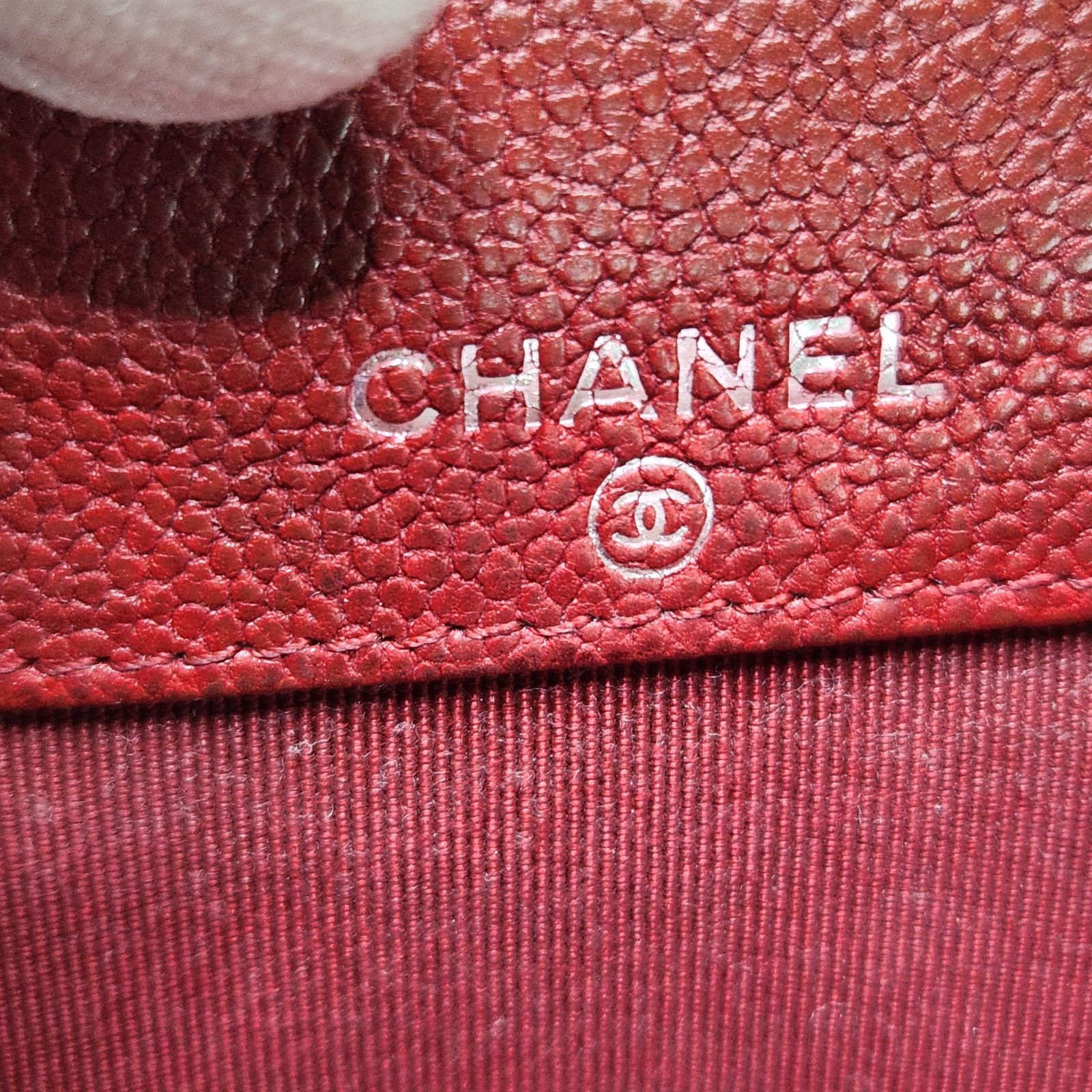 正規保証】CHANEL 2つ折財布キャビアスキンボルドーココマーク10番台