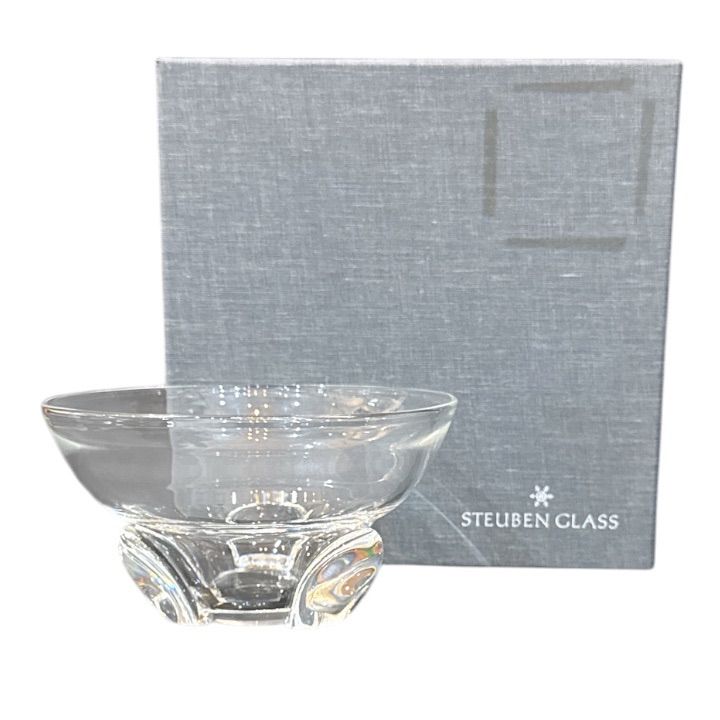 STEUBEN GLASS スチューベン グラス クリスタルガラス コンポート ボウル 箱付き K-47