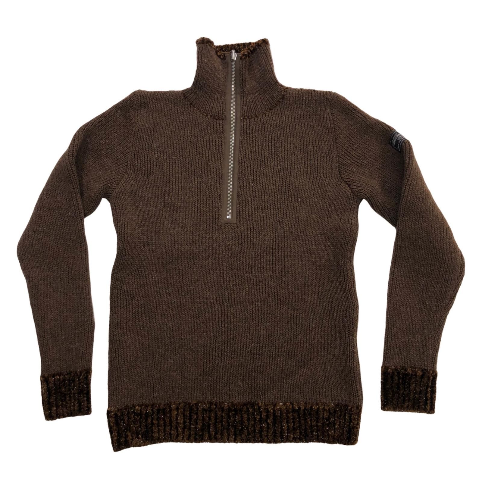 【瀬戸大橋店】 中古 RAF SIMONS | ラフシモンズ ニット double layered fishermen dsweater with short zip ブラウン サイズ：L 【94】