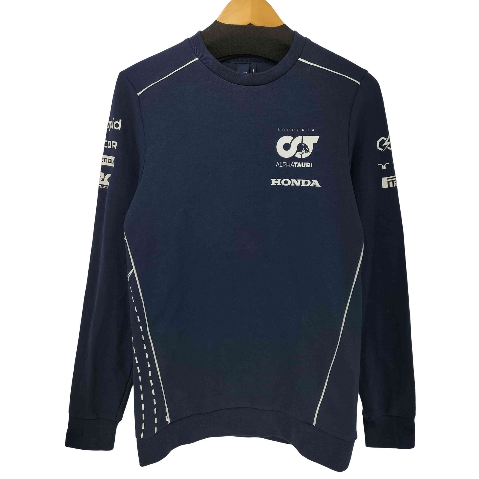 ユーズドフルギ USED古着 企業 ロゴ プリント パイピング L/S Tシャツ