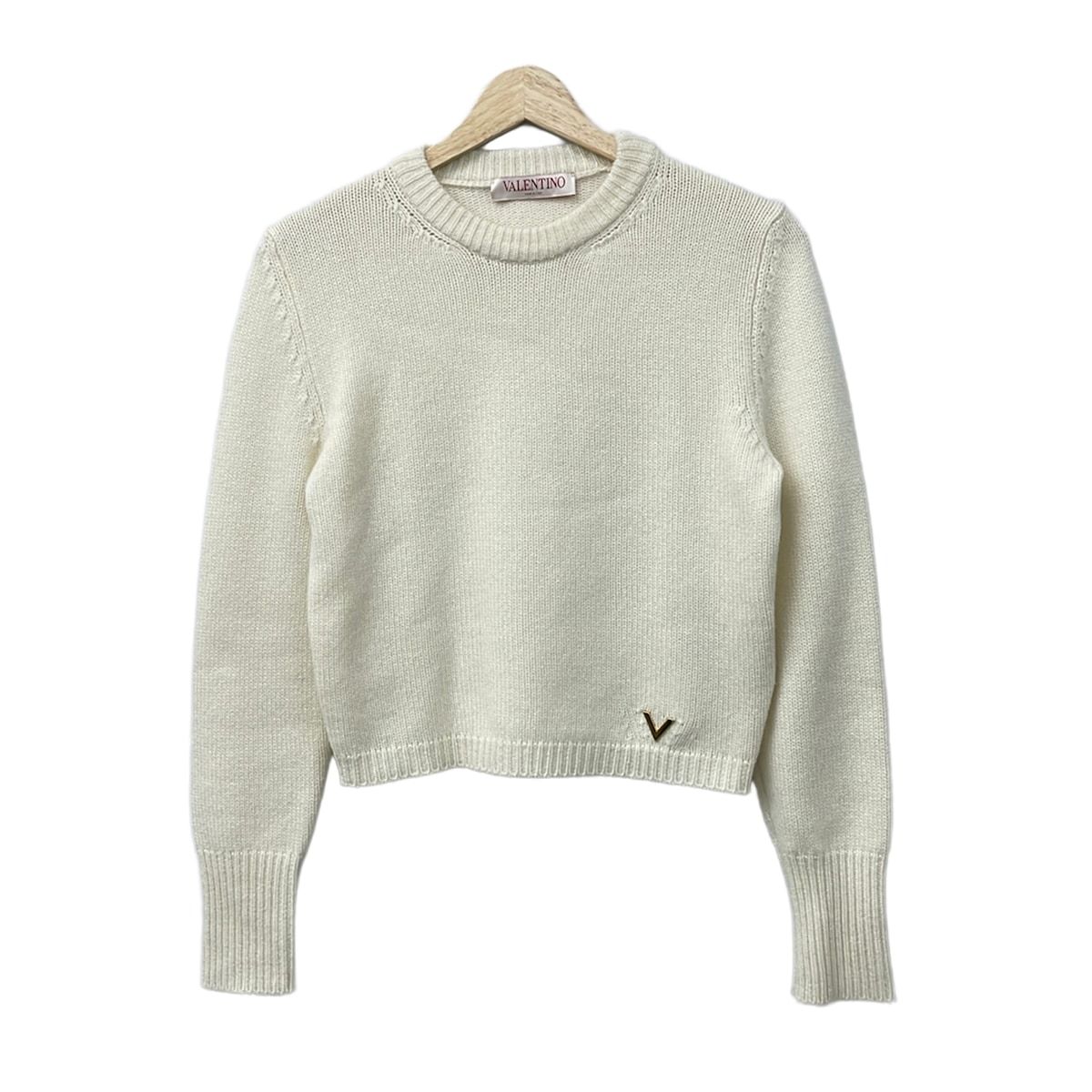 VALENTINO(バレンチノ) 長袖セーター サイズM レディース - アイボリー クルーネック/カシミヤ 17,925円