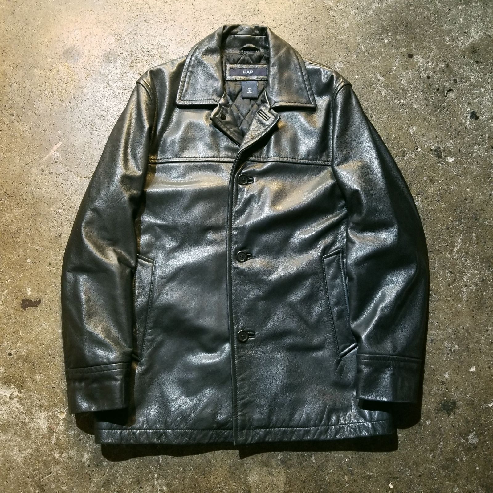 OLD GAP 02aw レザーカーコート 牛革 S オールド ギャップ 00s 古着