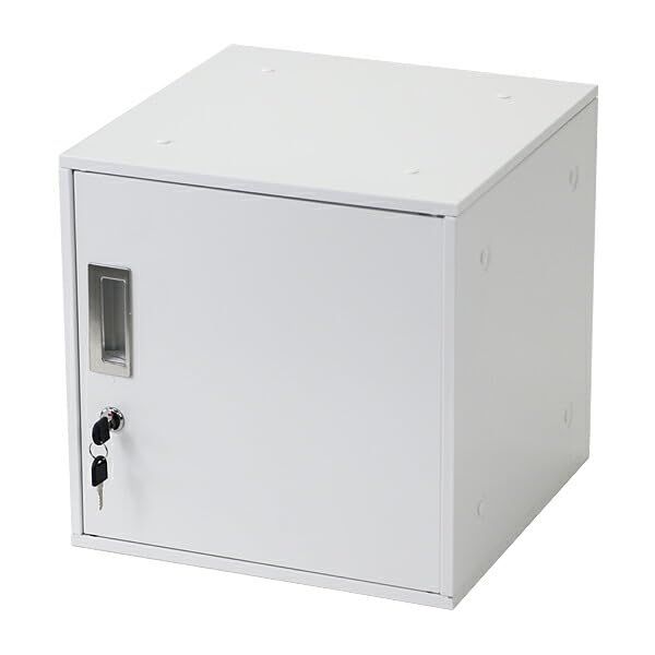 スチールロッカー キューブ型 連結可能 1個 単品 1人用 鍵付き UVカット キューブボックス 収納ボックス sy23al11p ホワイト