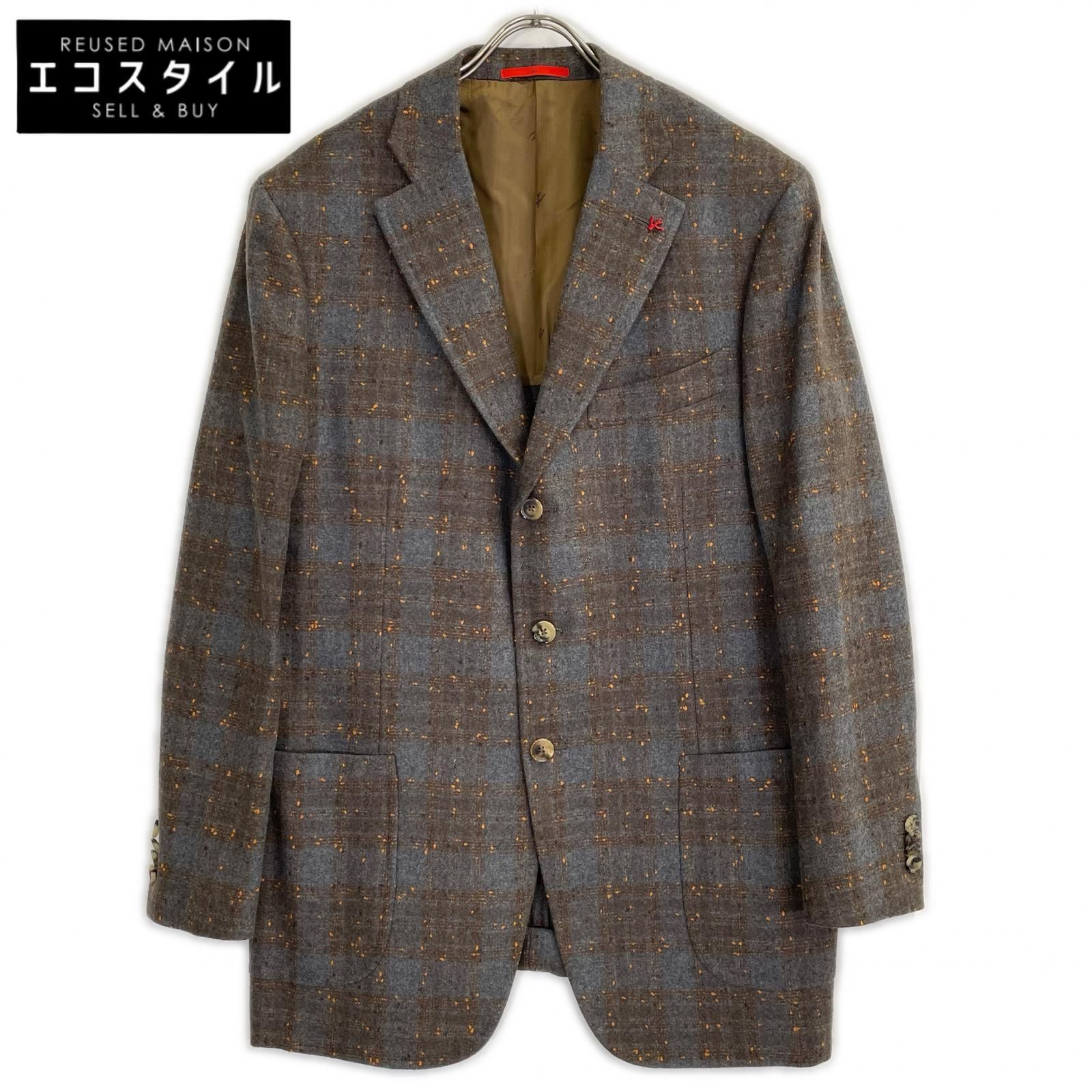 ISAIA イザイア グレー C31GSI/000 CORTINA ウール 3B段返り ドット 