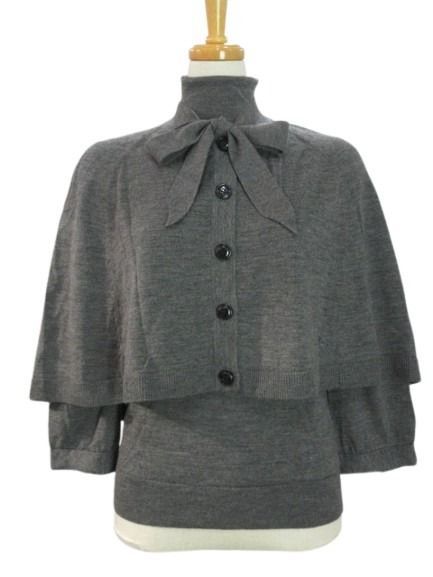 バーバリー ロンドン BURBERRY LONDON アンサンブル ニット 1 グレー ウール ケープ トップス