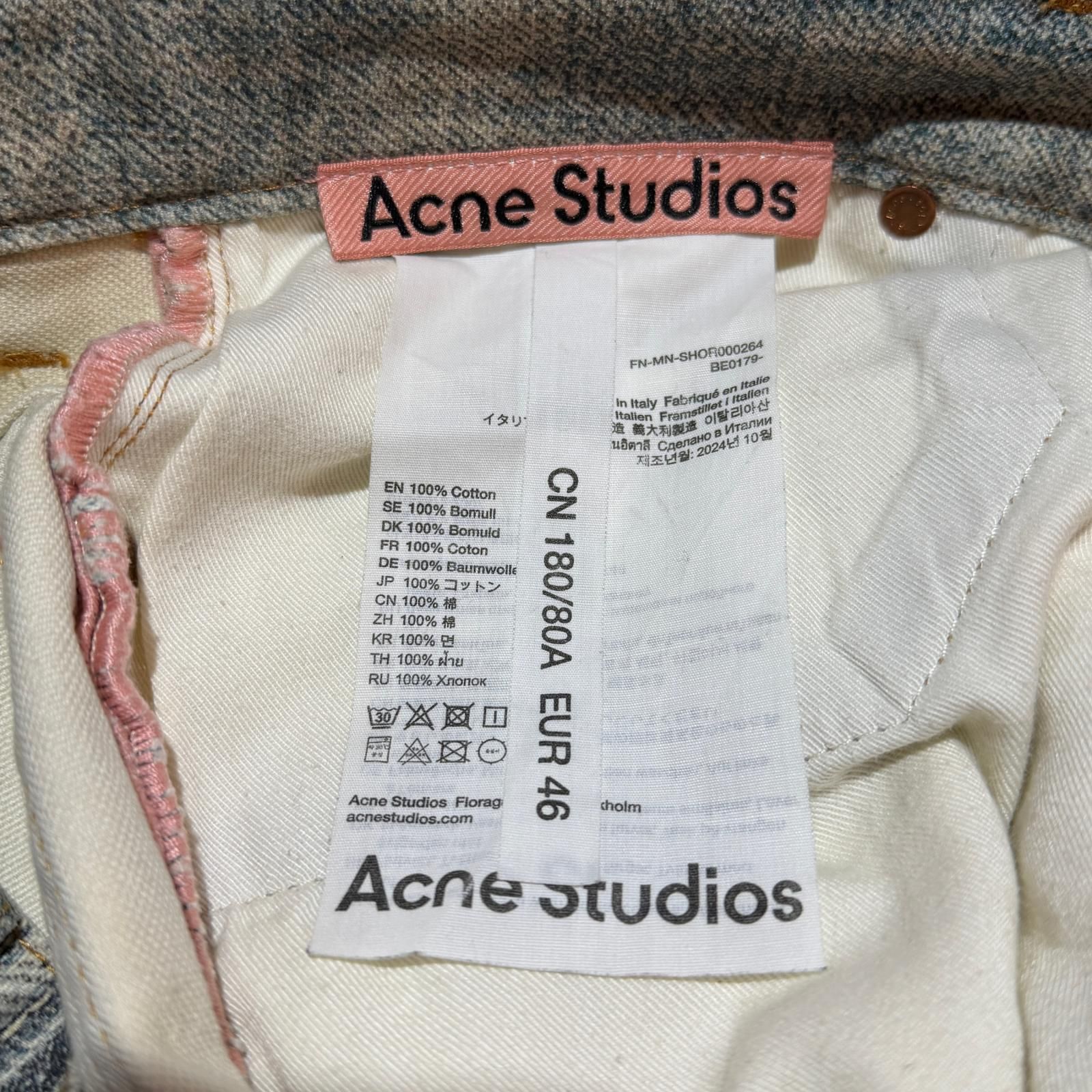 ACNE STUDIOS トロンプルイユ ハーフデニムパンツ チェーン装飾