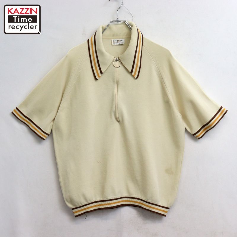 70s vintage TOWNCRAFT ハーフジップ 半袖ニットポロシャツ メンズ