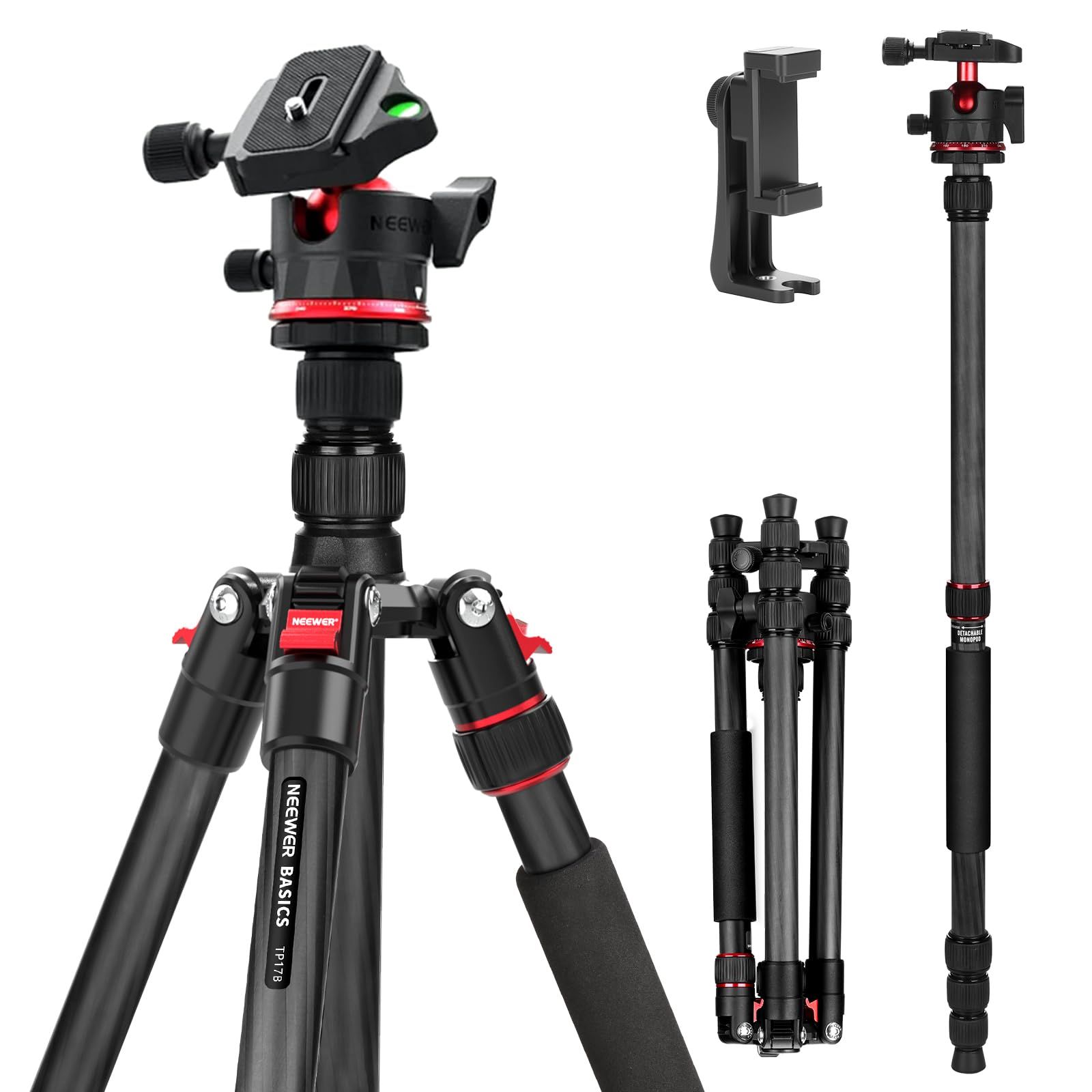 NEEWER BASICS 162cm カメラ三脚一脚 カーボン製 トラベル三脚一脚
