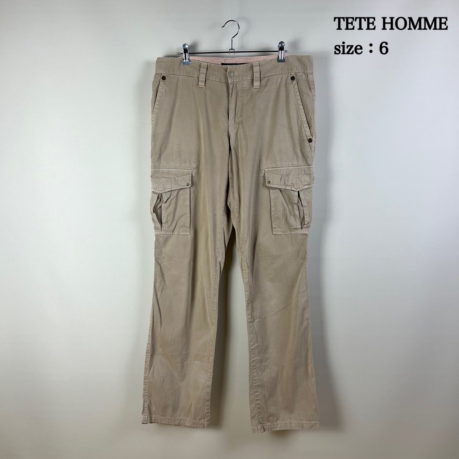 TETE HOMME 00s y2k archive cotton cargo pants 6 L テットオム