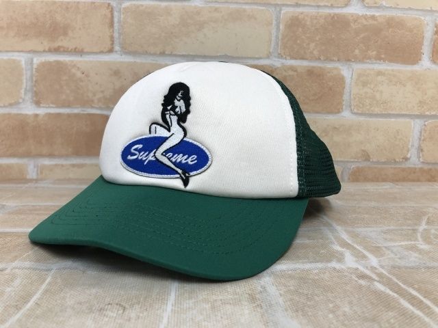 【中古】 Supreme シュプリーム Pin Up Mesh Back 5-Panel ホワイト×グリーン 111438244