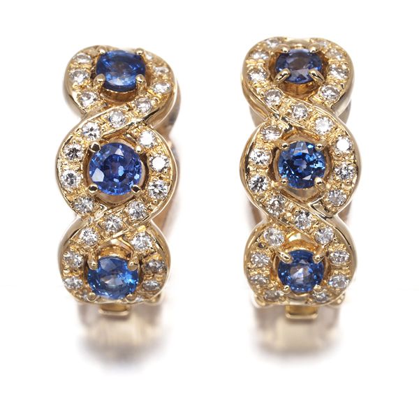 TASAKI タサキ イヤリング サファイア ダイヤ ダイヤモンド 0.24ct/0.24ct ツイスト K18YG #196654