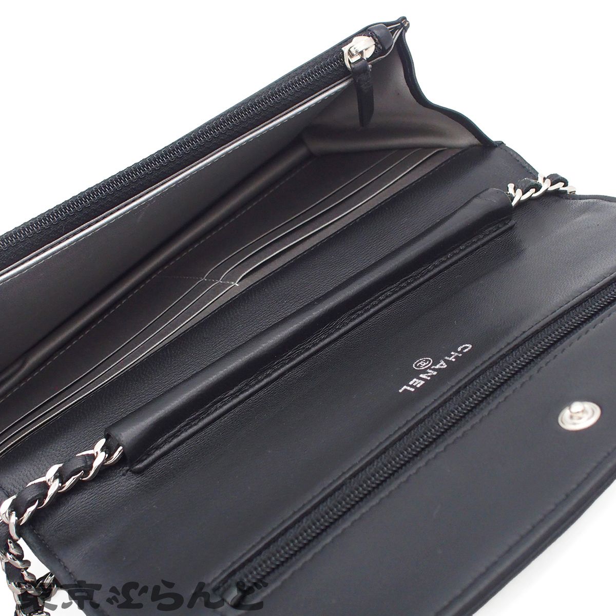 シャネル CHANEL チェーンウォレット A47421 ブラック シルバー金具
