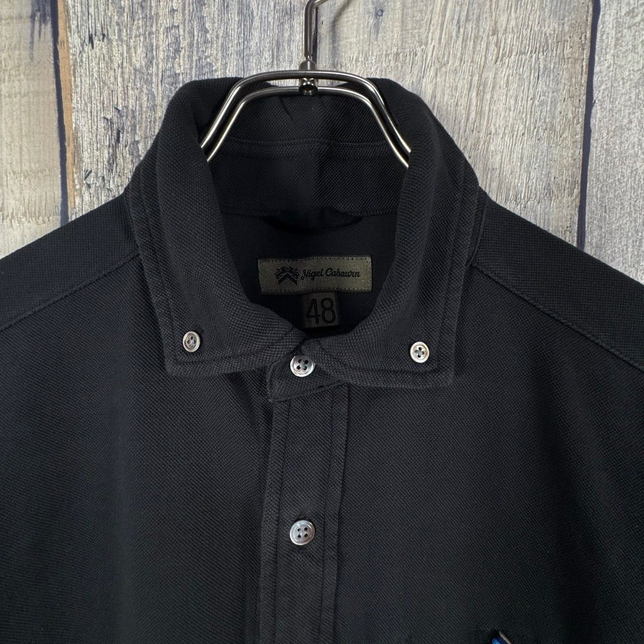 【美品90’s vintage!】旧ナイジェルケーボン 長袖ボタンダウンシャツ Nigel Cabourn ナイジェルケーボン 日本製 ブラック 半袖 BD ボタン