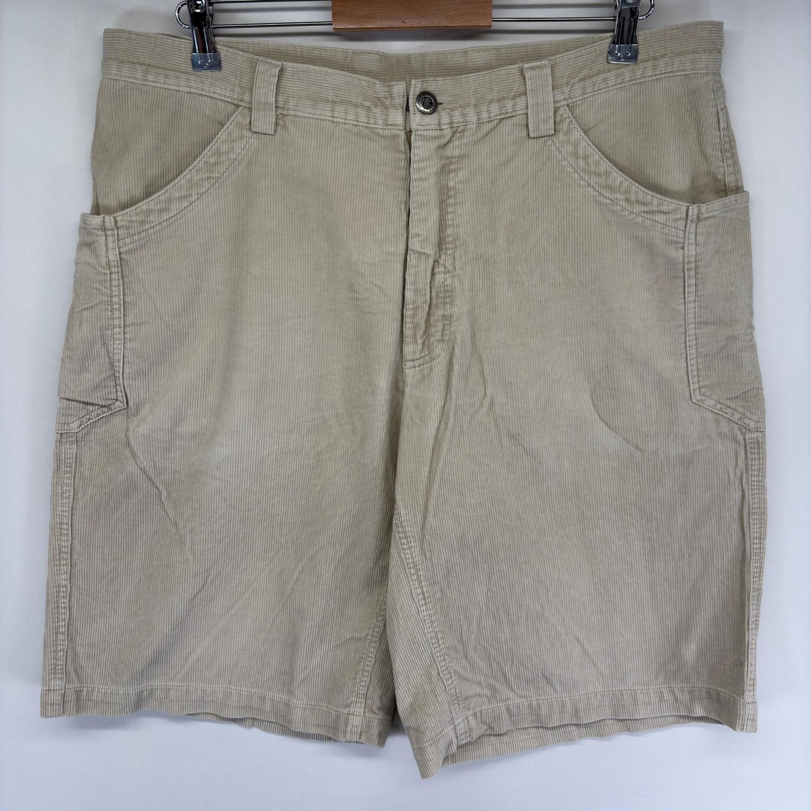 古着 パタゴニア patagonia コーデュロイ パンツ ハーフパンツ ショート ワンポイントロゴ アウトドア ジップ w36 ベージュ系 メンズ