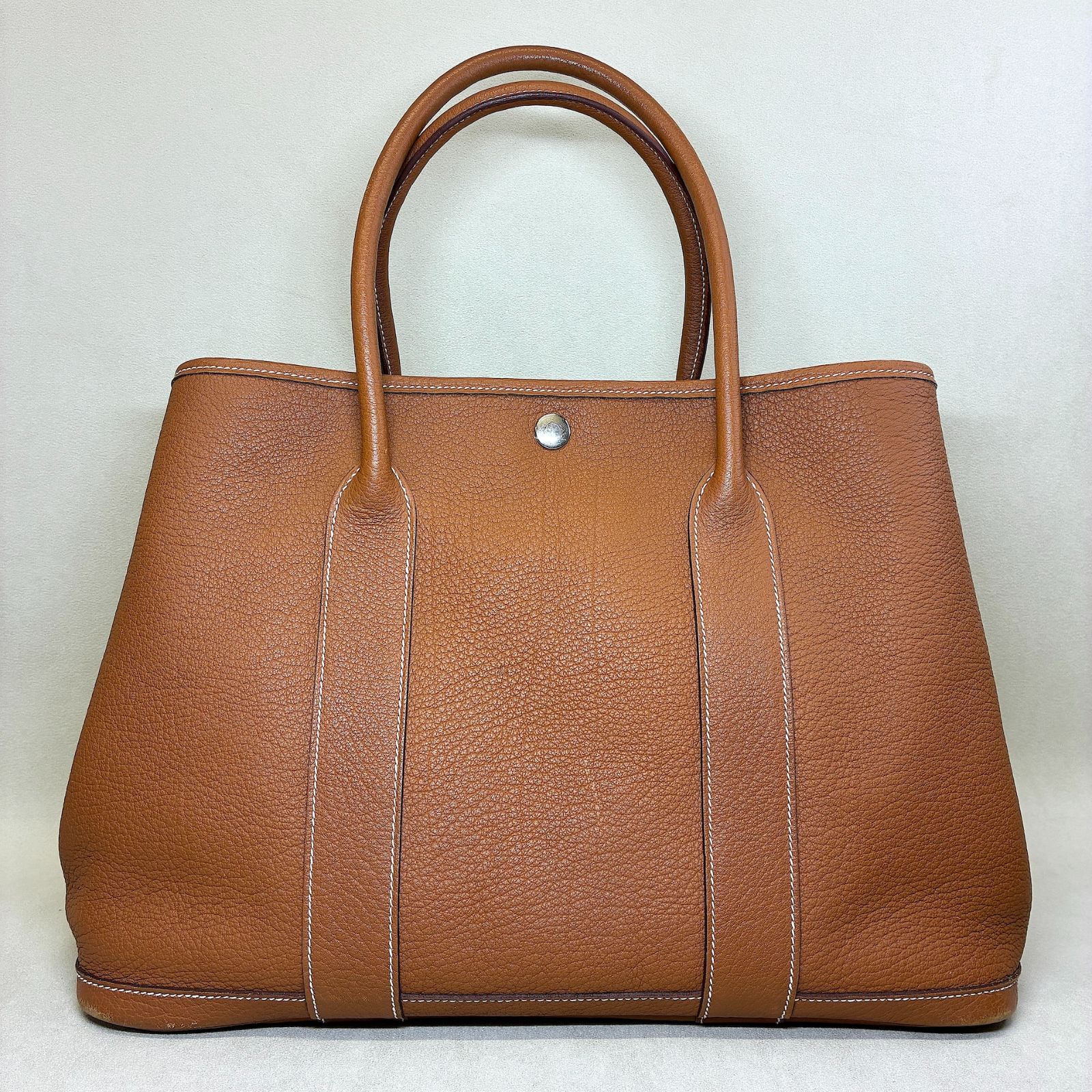HERMES エルメス ガーデンパーティPM ゴールド ネゴンダ シルバー金具 □N刻印 ハンドバッグ