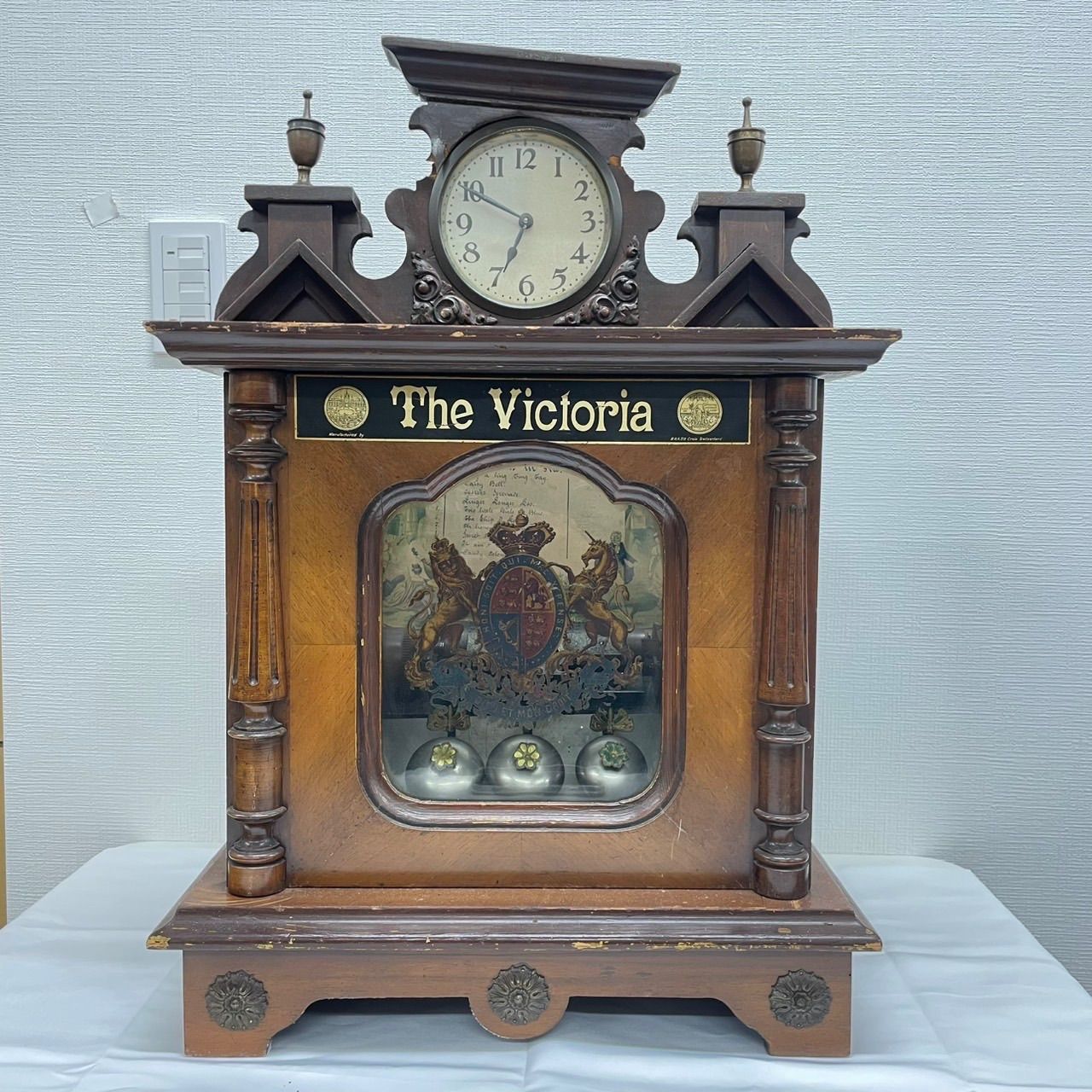 アンティーク オルゴール The Victoria 3ベル 置き時計付 スイス曲目10曲 要整備 現状品