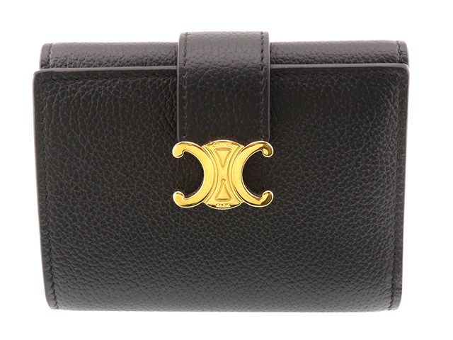 CELINE セリーヌ ファインストラップウォレットニノ 10M963GHH.38NO 三つ折り財布 カーフ ブラック 2143200675031【中古】207