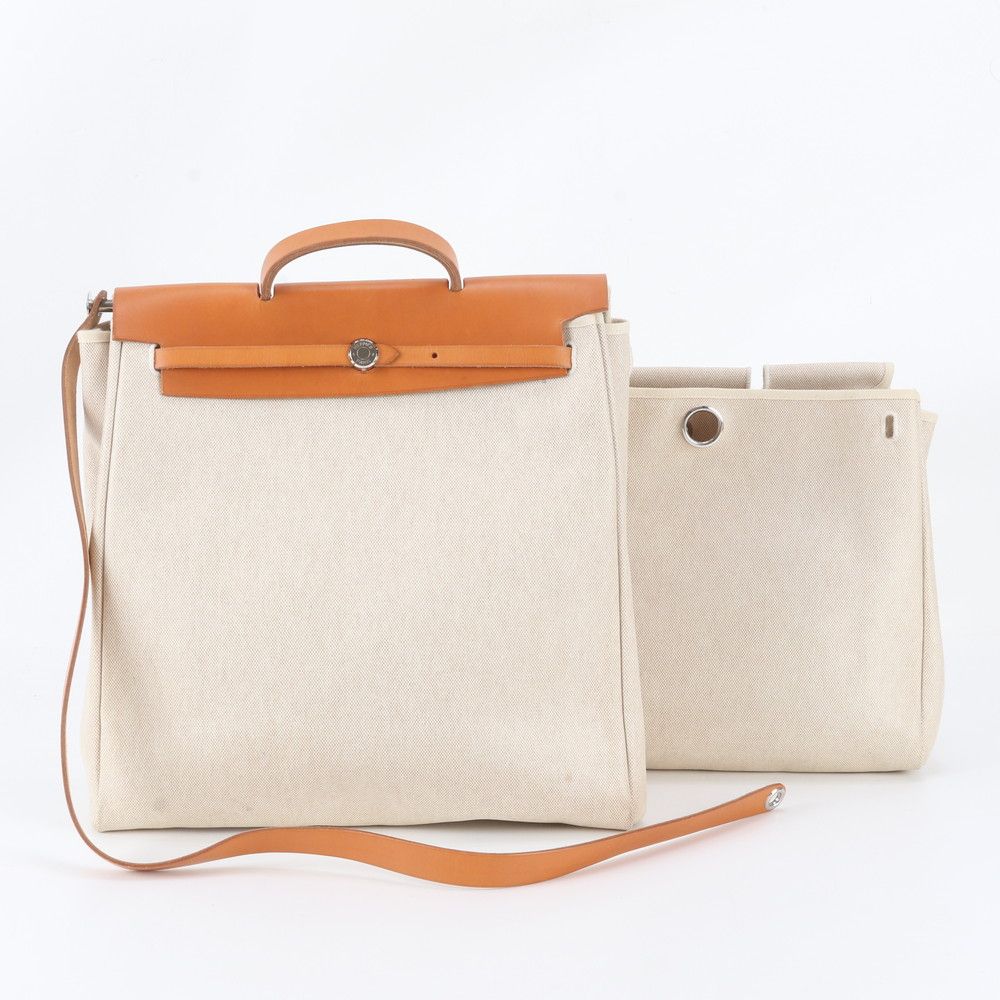 美品 エルメス □B 刻印 エールバッグ トワルアッシュ 替えバッグ 付 レザー 2WAY ショルダーバッグ 斜め掛け A4 メンズ WWM EK56-6【中古】