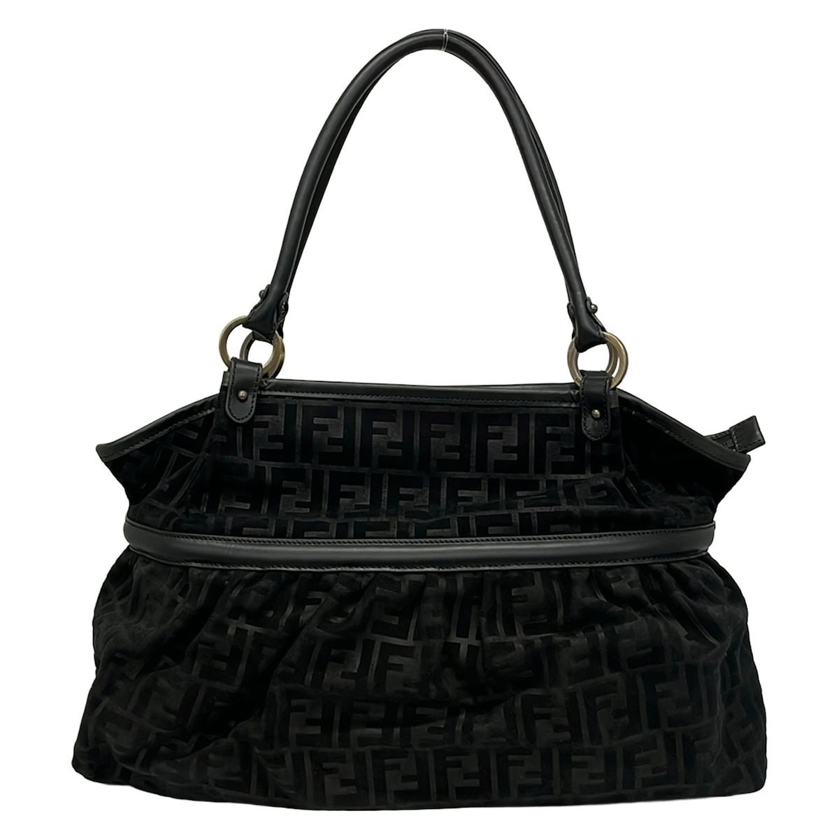 FENDI(フェンディ) ショルダーバッグ ズッカ柄 8BH186 黒 レザー