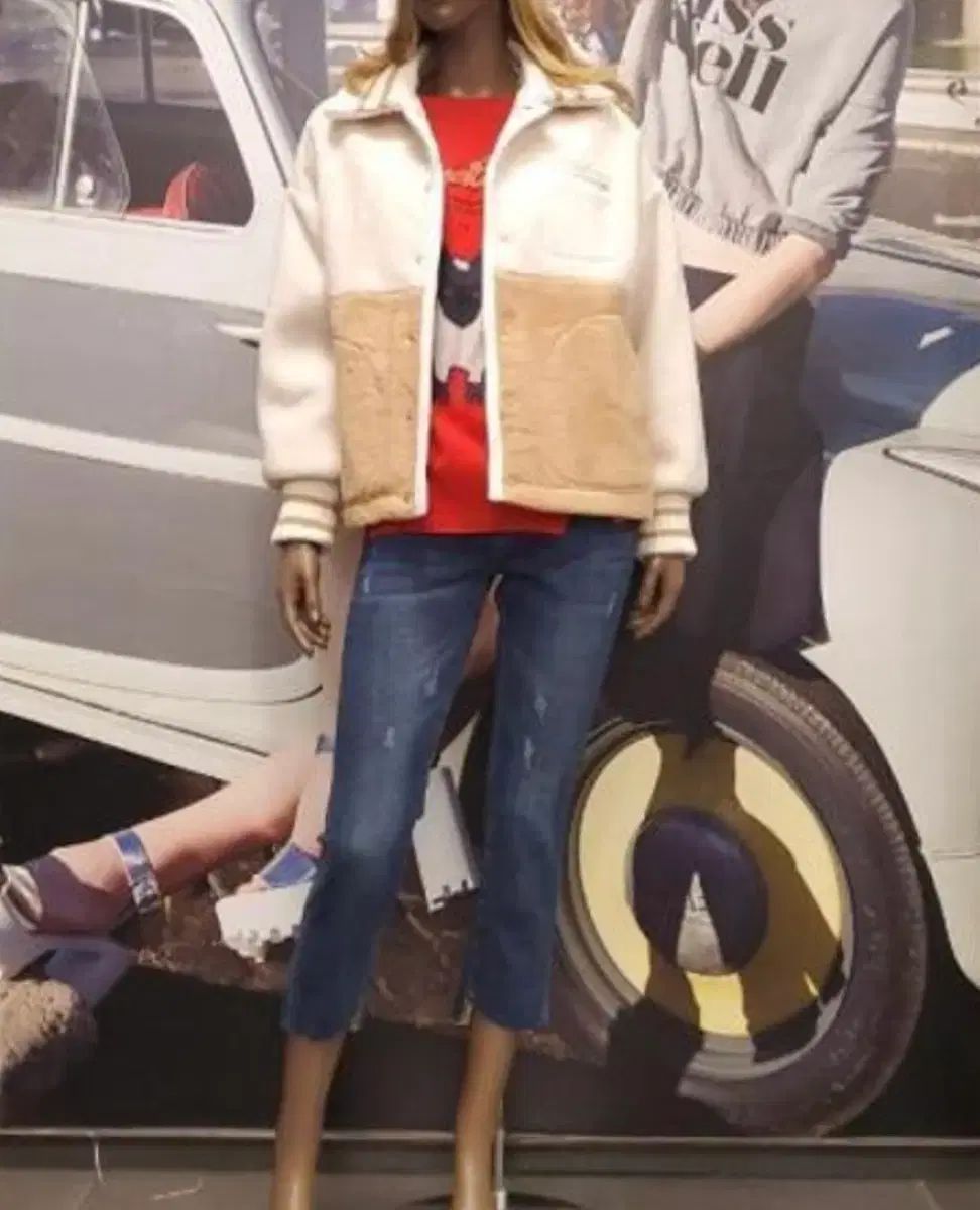 ベネトン ニット バイカラー フリース ジャケット 95