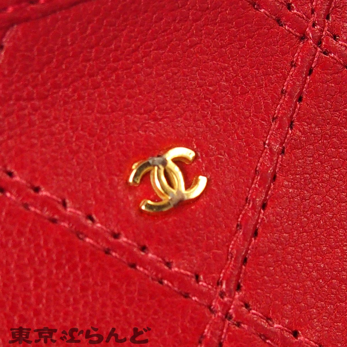 シャネル CHANEL ビコローレ レッド レザー 札入れ ココマーク 0番台