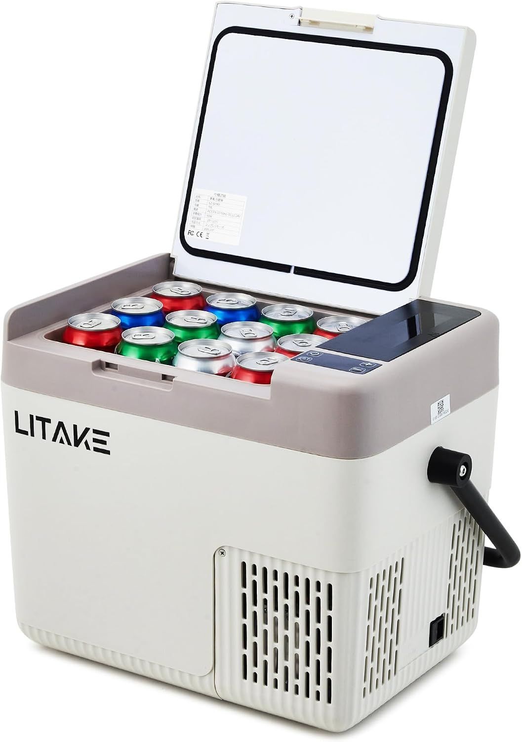 車載冷蔵庫 ポータブル冷蔵庫 18L コンプレッサー式 4way電源対応 バッテリー内蔵可能 急速冷凍 -20℃～20℃ ハンドル付き | 45W省エネ 操作簡単 DC12V/24V/AC100V 車内・家庭両用 静音設計